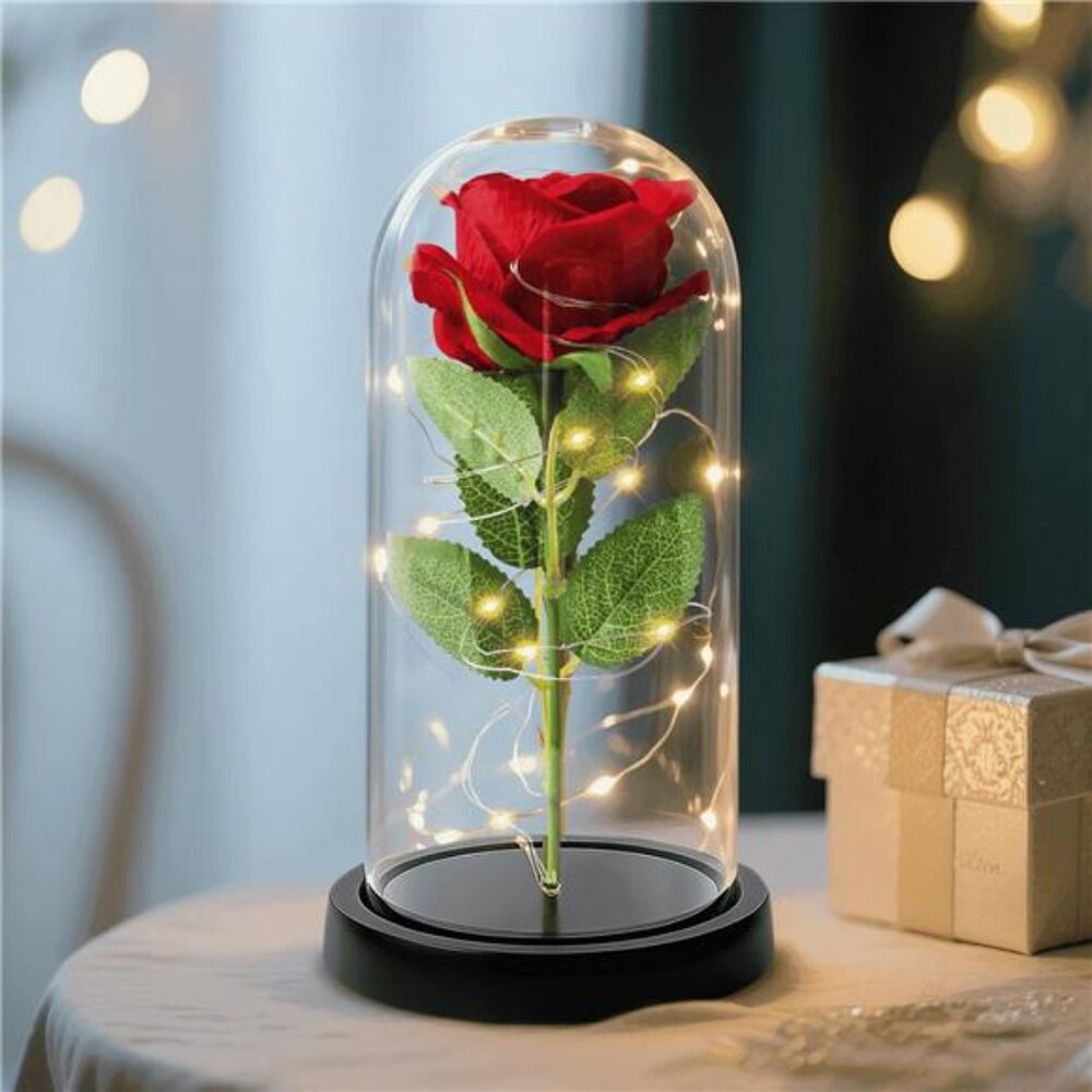 Forever Rose Red Roses with LED Lights, Eternal Flowers Flores Mothers